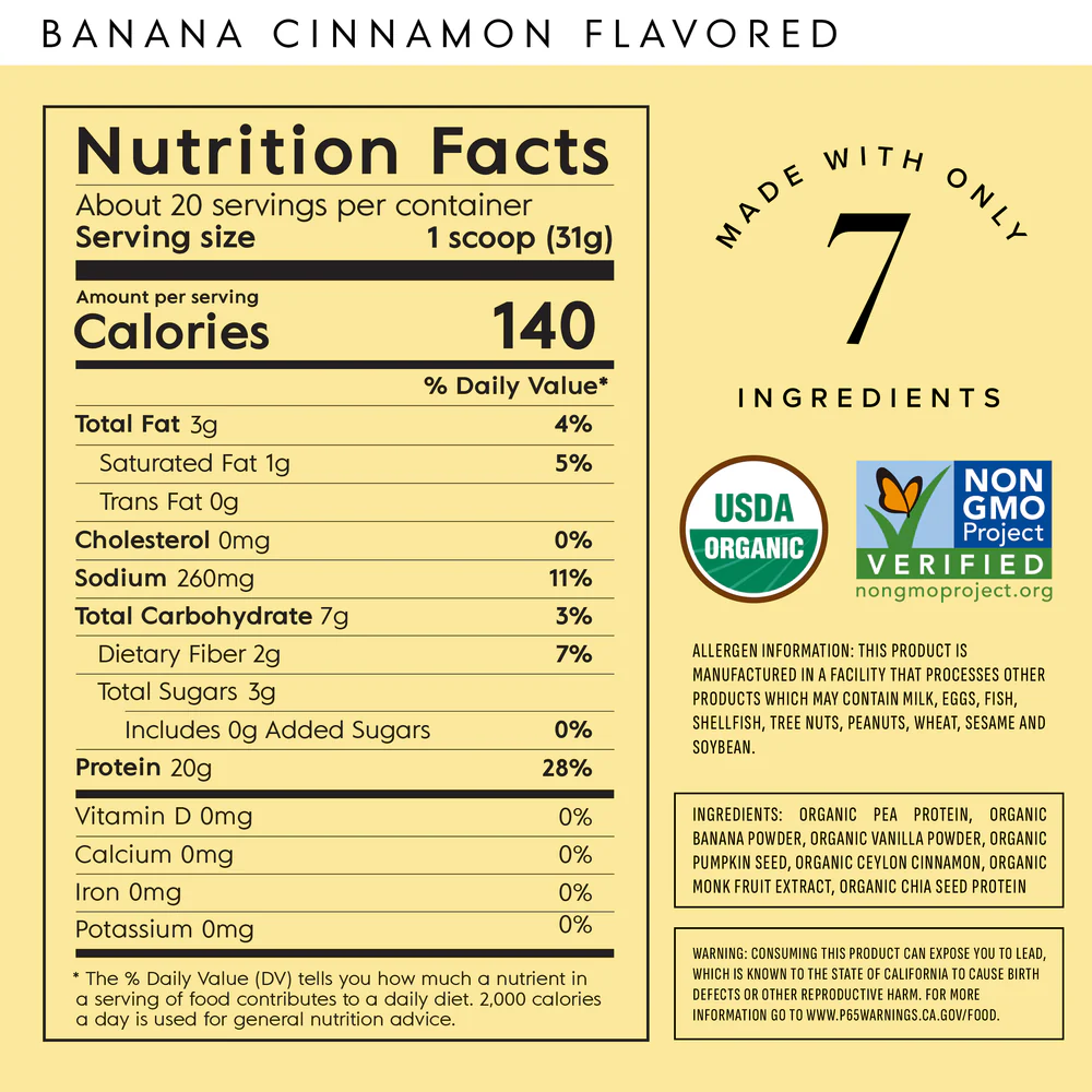 Banana cinnamon Plant Based Protein Powder
