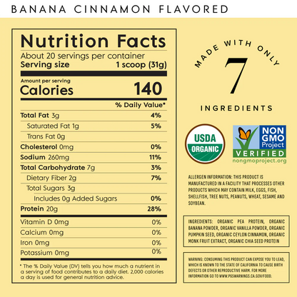 Banana cinnamon Plant Based Protein Powder